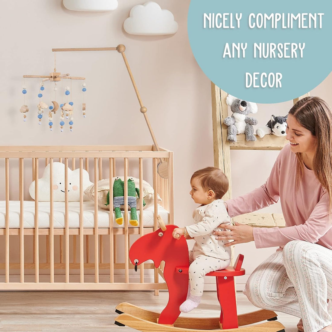 Starry Night Baby Mobile Toy and Mobile Arm Holder 2 in 1 Set for Crib