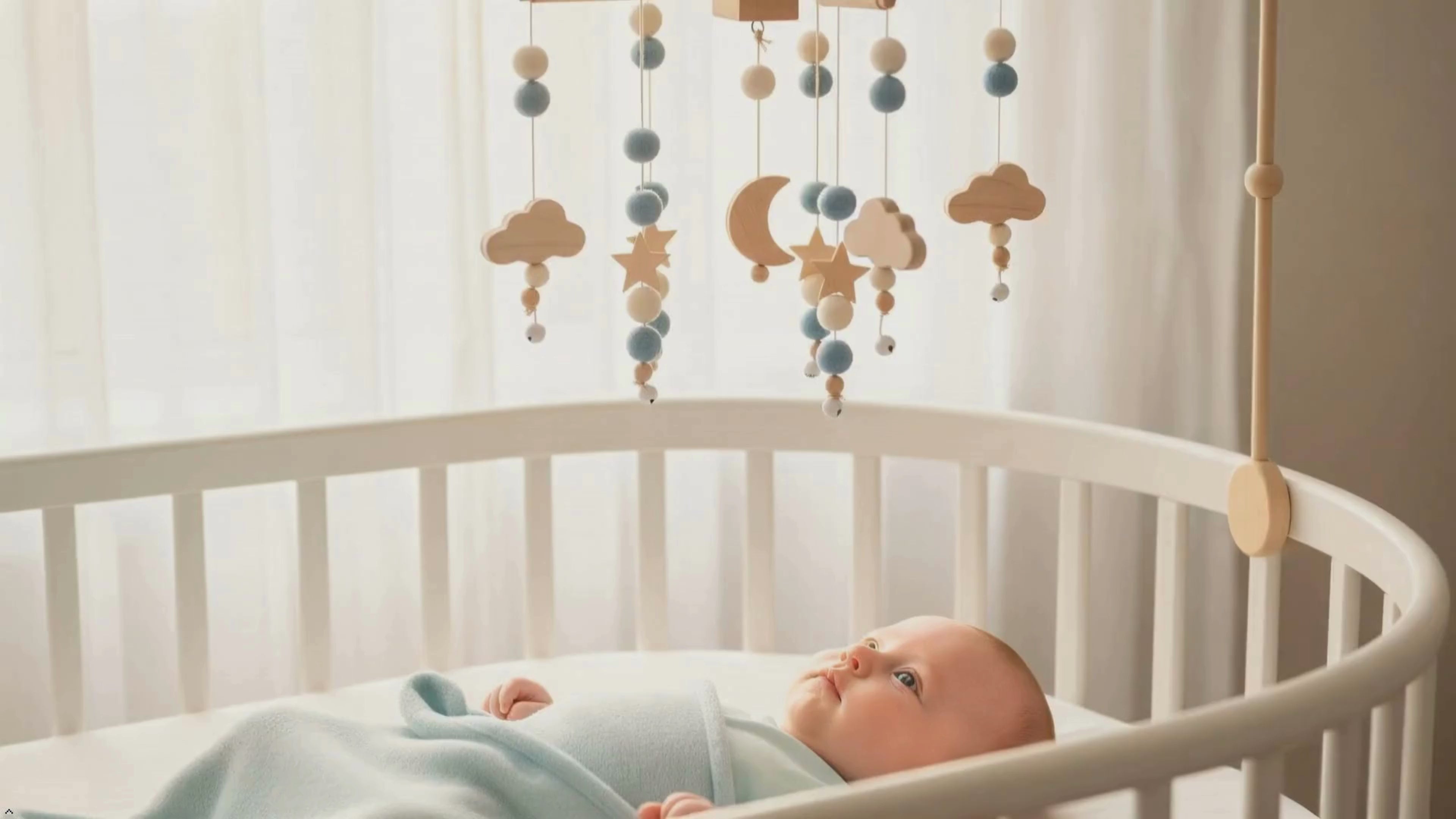 Starry Night Baby Mobile Toy and Mobile Arm Holder 2 in 1 Set for Crib